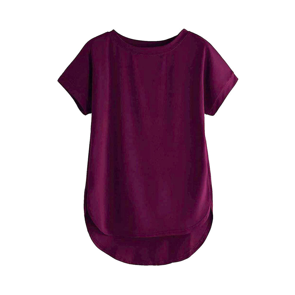 Women Solid Round Neck Cotton  T-Shirt