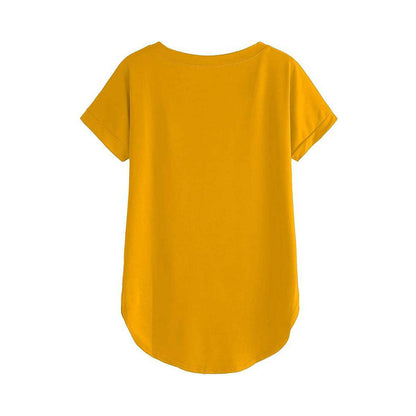 Women Solid Round Neck Cotton  T-Shirt