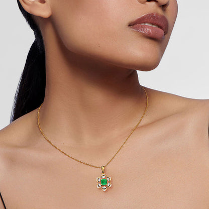 Rhinestone Round Pendant Silver Necklace