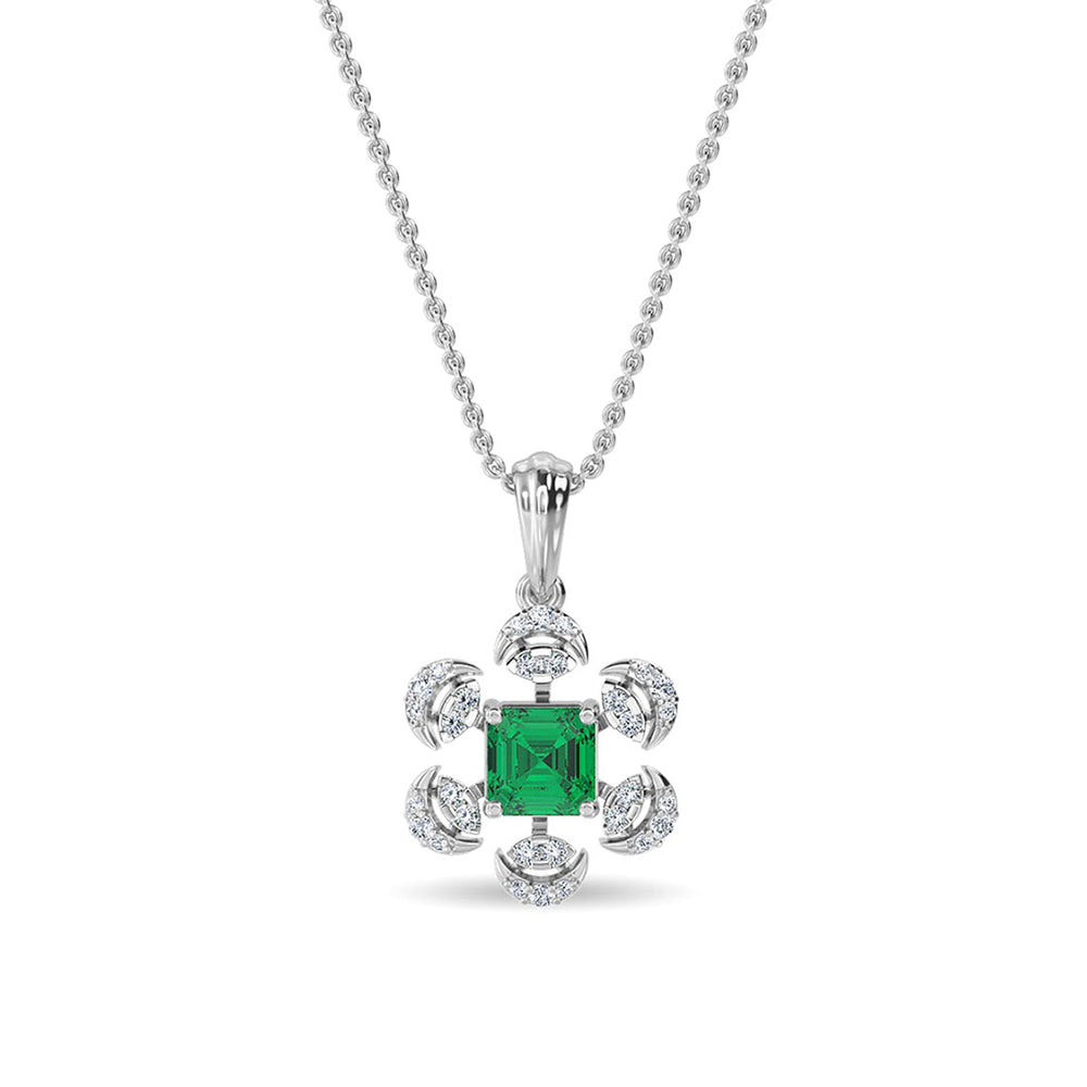 Rhinestone Round Pendant Silver Necklace