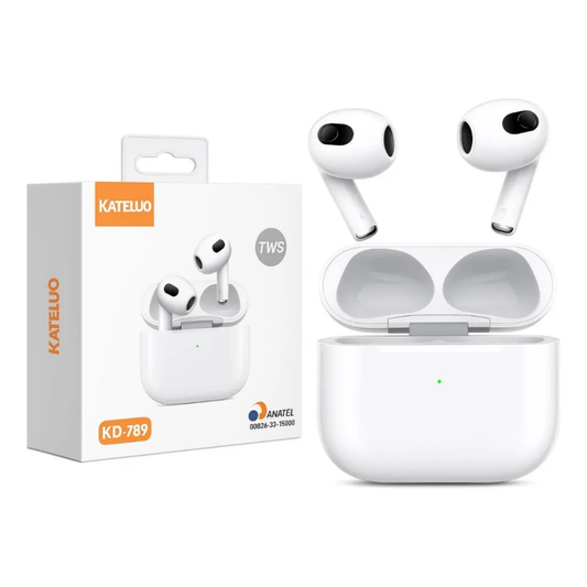 Fone De Ouvido Bluetooth Audio Sem Fio Kateluo Branco Tws 5.